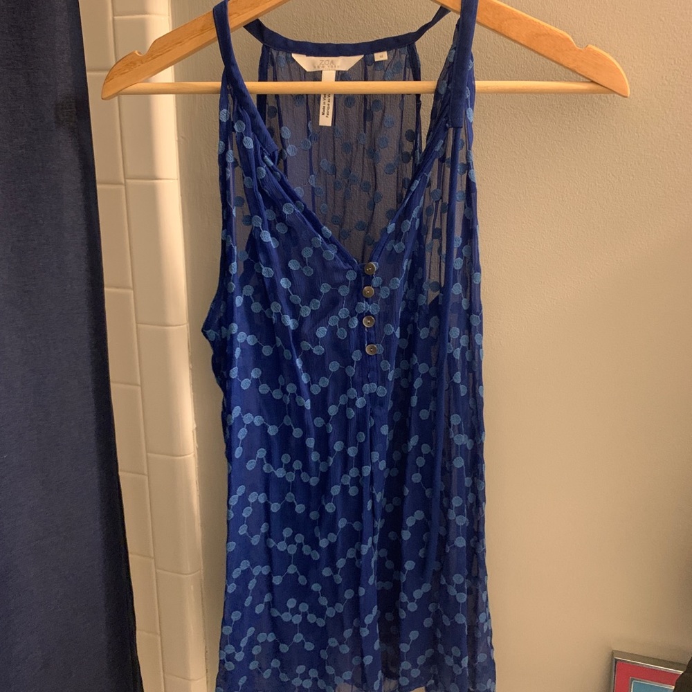 Zoa New York Anthropologie Blue silk tank